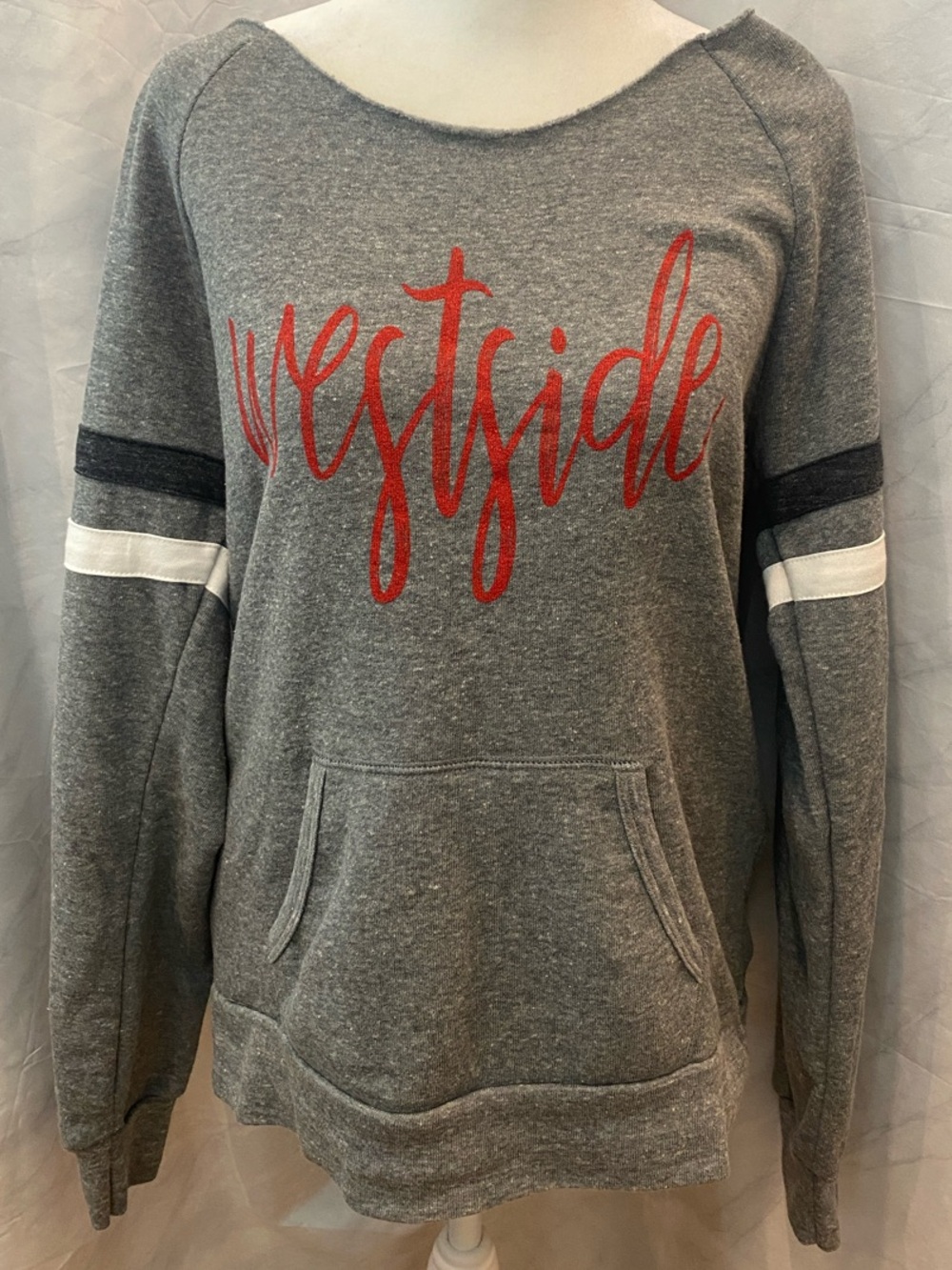 Alternative Apparel Gray 'Westside' Pullover Sweater with Red Script